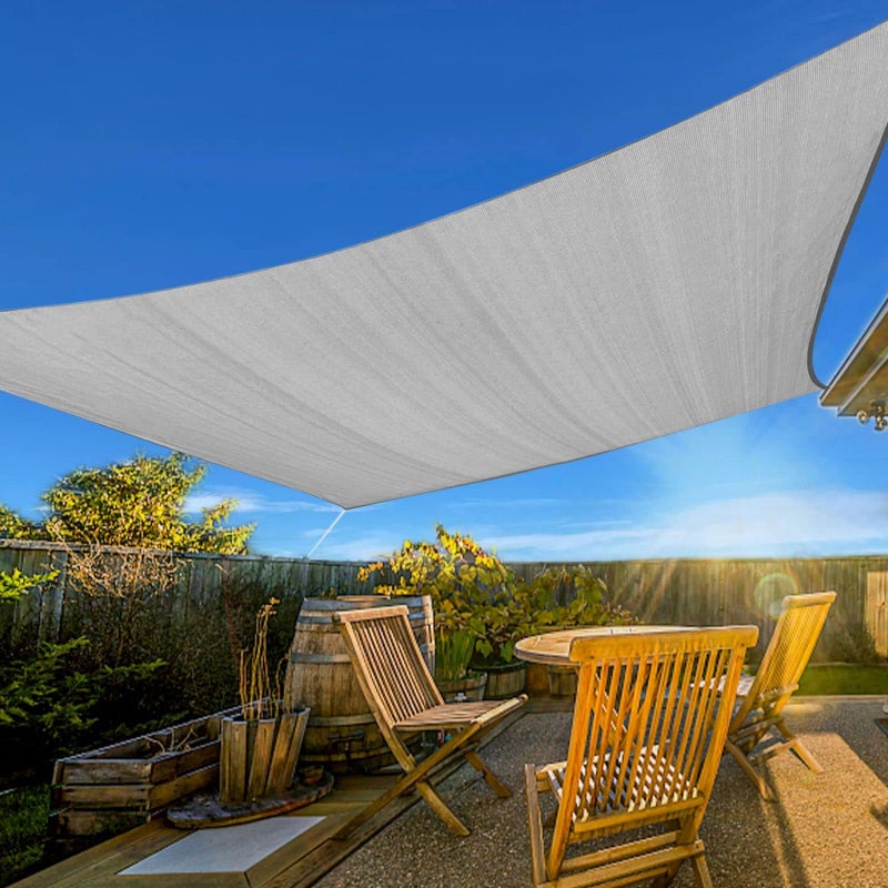 Artpuch Sun Shade Sail, 16'X16'X16' Light Grey Triangle Curved Edged Commercial Grade 185GSM Permeable Outdoor Shade Cloth for Deck, Backyard, Patio (Custom Sizes Made) - Image 1